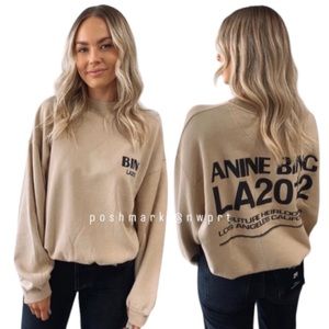 ANINE BING ♡ Jaci Los Angeles 2012 Heirlooms Sweatshirt Pullover Tan Black XS